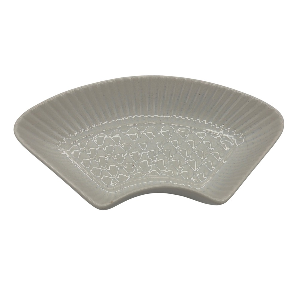 MCM California Pottery Ceramic Lazy Susan Wedge Tray Cream White